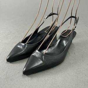 ◯12i13 《イタリア製》HERMES エルメス ポインテッドトゥ H金具 ミュール レザーパンプス 35 レディース 女性用 靴