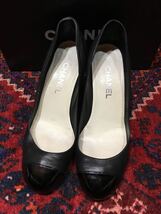 箱付CHANEL COCO MARC LEATHER WEDGESOLE SHOES MADE IN ITALY/ココマークレザーウェッジソールシューズ_画像1