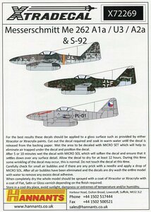 1/72 エクストラデカール　メッサーシュミット Me 262A-1a/A-2a & S-92