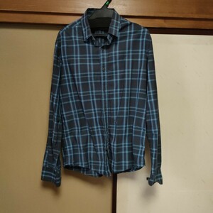 セオリーメンチェックシャツ/36サイズブルー×ブラック