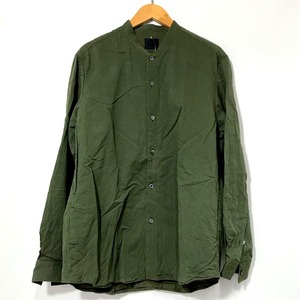 山内 有松 塩縮加工 コットンリネン シャツ cotton linen shirt カジュアル メンズ サイズ4 グリーン系 ヤマウチ トップス A2882◆