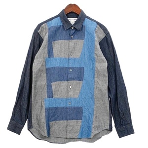 コムデギャルソンシャツ パッチワーク デニムシャツ FH-B001 カジュアル シャツ 長袖 Sサイズ COMME des GARCONS SHIRT トップス DM7706■