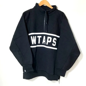 WTAPS ハーフジップスウェット 182ATDT CSM13 長袖 カジュアル プルオーバー メンズ 2 ブラック ダブルタップス トップス A2889◆