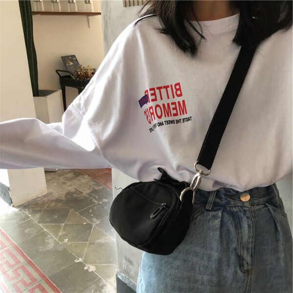 Tシャツ 長袖 ビッグシルエット バック ロゴ プリント ホワイト ロンT Tee