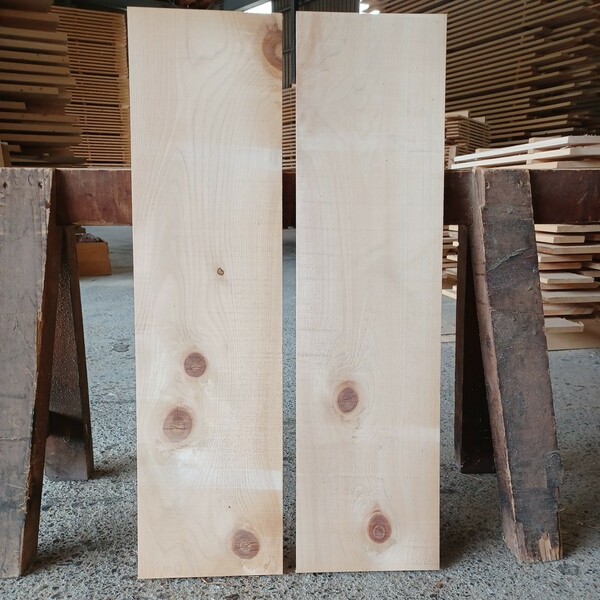 B-1333【93.2×24.5×2cm】 国産ひのき 　節板 　2枚セット　テーブル 　棚板　 看板 　一枚板　 桧　 檜　無垢材　 DIY