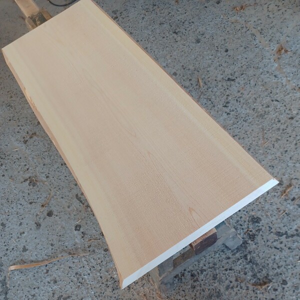 A-1441【86.5×36.5～39×4.8cm】 国産ひのき 　耳付板 　テーブル 　まな板　 看板 　一枚板　 桧　 檜　無垢材　 DIY