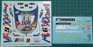 (LB24046):1/24 BMW Z4 GT3(ROALモータースポーツ/VROOAAW)#9 24h Spa 2015 Glock/A.ザナルディ/B.Spengler 水転写デカールLB24046