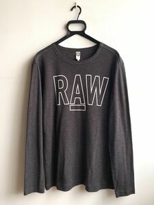 【極美品】G-STAR RAW カットソー Tシャツ 長袖 メンズ M 180/92A グレー ロゴ ロンT ジースターロゥ