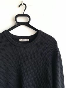 【極美品】HIGH STREET ニット 長袖 メンズ L ブラック 黒 ケーブル編み ハイストリート