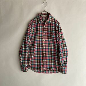 INDIVIDUALIZED SHIRTS × lideal アメリカ製 リディアル別注 コットンネル チェック シャツ ループBD アメトラ ピンク系 size S