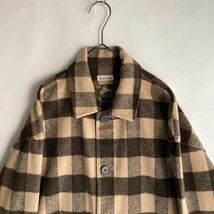 【美品】steven alan × Johnson Woolen Mills スティーブンアラン カバーオール ジャケットウール ブロックチェック ベージュ系 size S_画像3