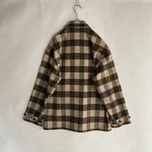 【美品】steven alan × Johnson Woolen Mills スティーブンアラン カバーオール ジャケットウール ブロックチェック ベージュ系 size S_画像2