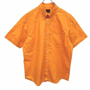 タケオキクチ TAKEO KIKUCHI シャツ 半袖 ボタンダウン 無地 胸ポケット 日本製 綿100% コットン100% M オレンジ オレンジ×赤 メンズ