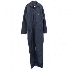 ディッキーズ Dickies つなぎ ツナギ 長袖 オープンカラー ジャンプスーツ ボイラースーツ ジップ×ドットボタン ポリ×綿 M 紺 メンズ