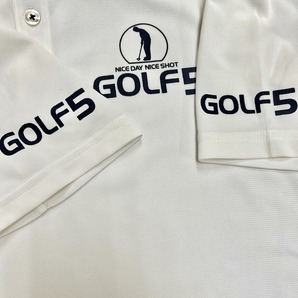 ティゴラ TIGORA ゴルフ ポロシャツ 半袖 ボタンダウン ロゴプリント プルオーバー ポリエステル100% M オフホワイト 白系×紺 メンズの画像3