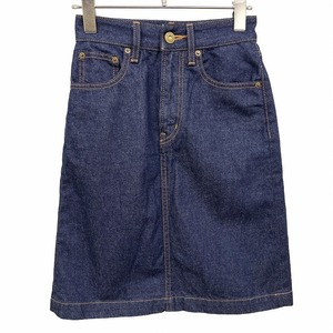  Moussy MOUSSY A line Denim skirt knee height plain lining less Zip fly bottoms cotton 100% cotton 100% 0 blue blue lady's 