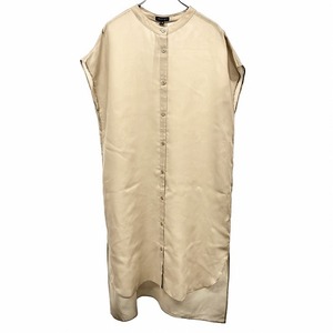 [ new goods / translation have ]INDIVIsia- shirt One-piece long ki mono sleeve thin plain band color poly- 100% 38 beige lady's 