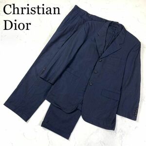 LA8121 クリスチャンディオール セットアップ スーツ 紺ネイビー Christian Dior 上下セット フォーマル テーラードジャケット 56