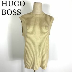 LA8166 ヒューゴボス アクリルコットンリブニット ベージュ ノースリーブHUGO BOSS