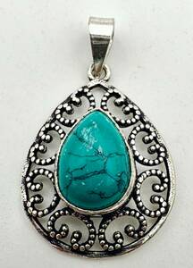  natural stone turquoise pendant top -B1