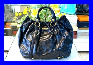 ○美品 MIUMIU ミュウミュウ RR1708 VITELLO LUX 2way ショルダーバッグ ブラック B0152