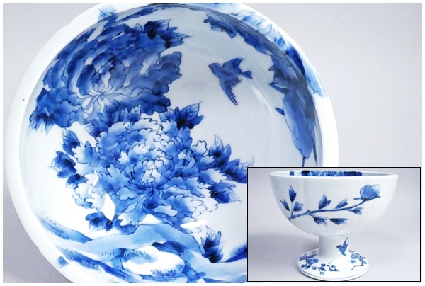 古伊万里、珍品、花と鳥梅に鶯 古伊万里、珍品、花と鳥梅に鶯