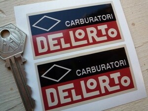 ◆送料無料◆ 海外 Dellorto Carburatori デロルト Red/Black & Beige 70mm 2枚セット ステッカー