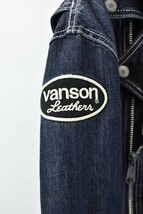 MN BE0012 VANSON バンソン フード取り外し可能 ロゴ 刺繍 フルデコ コットン ライダース ジャケット ブルゾン デニム ジーンズ XL_画像5