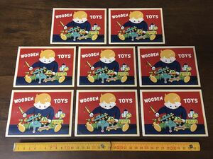 * Showa Retro WOODEN TOYSomo tea paper label together 8 pieces set man boy toy advertisement paper thing paper mono illustration Vintage antique *