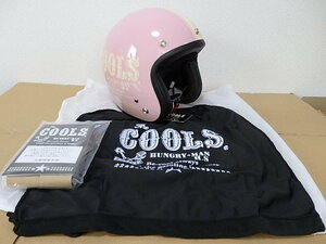 COOLS　HUNGRY　MAN　HERMET　クールス　ジェットヘルメット　HM-04　ピンク　57ｃｍ～58ｃｍ　未使用品