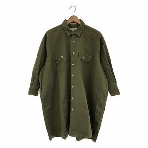 INDIVIDUALIZED SHIRTS / インディビジュアライズドシャツ | USA製 コットン ヘリンボーン ロングシャツ ワンピース | 16 | カーキ