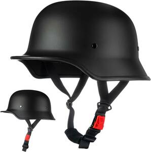 half helmet half helmet Germany army helmet retro helmet semi-hat helmet Impact-proof . super light weight mat black -L