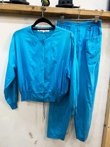 Christian Dior / Christian Dior sport retro design no color jacket × pants setup 2 piece blue group M *