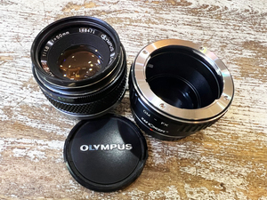 OLYMPUS/オリンパス OM-SYSTEM F.ZUIKO AUTO-S 1:1.8 f=50mm 単焦点レンズ K&F CONCEPT マウントアダプターセット カメラ レンズ 中古