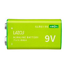 9V形 角電池 アルカリ乾電池 006P Lazos/0445ｘ８個セット/卸/送料無料メール便_画像1