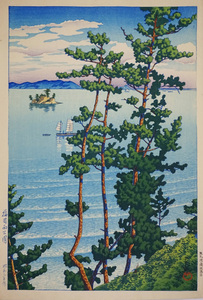 川瀬巴水　版画 　福岡西公園　昭和三年　　ポスターサイズ　56×38ｃｍ　複製　◆新版画　小原古邨　吉田博