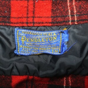 ヴィンテージ! 50s USA製 PENDLETON ペンドルトン チェック柄 オープンカラー 長袖 ウール ネルシャツ レッド ブラック 赤 黒 白 M メンズの画像8