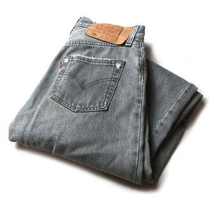 90年代! 90s USA製 Levi's リーバイス 501 ヴィンテージ ハイウエスト ブラック ジーンズ 脇割り グレー W25 レディース 古着 希少