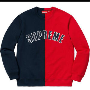 L 赤紺 Supreme 18AW SPLIT CREWNECK SWEATSHIRT シュプリーム スプリット クルーネック スウェット 