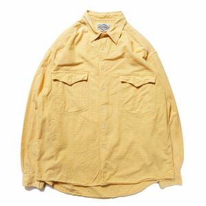 80's リーバイス Levi's 織り柄 シャンブレー コットン シャツ 長袖 (L位) 黄橙系 ボーダー 80年代 旧タグ オールド ビンテージ 1987年製