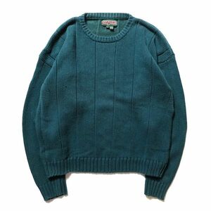 90's ジャンスポーツ クルーネック コットン ニットセーター (L) ティール系 90年代 旧タグ オールド アウトドア ジャンスポ JANSPORT Y2K