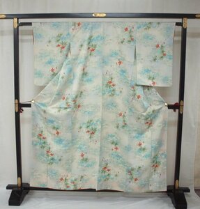 小紋　1034　アイボリー　花　【中古】（レターパック不可）