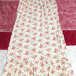 白ホワイト花柄ネグリジェキャミソールロングスカートワンピース White floral pattern negligee camisole long skirt dress