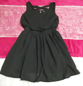黒シフォンノースリーブネグリジェチュニックワンピース Black chiffon sleeveless negligee tunic dress,ワンピース&ミニスカート&Mサイズ