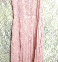 ピンクオレンジ花柄シフォンネグリジェキャミソールロングワンピース Pink orange floral pattern chiffon negligee camisole dress_画像5