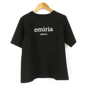 Emiria Wiz エミリアウィズ JS0034 ビッグロゴTシャツ ブラック M レーヨン他 半袖 カットソー トップス 黒 レディース AU2085A24