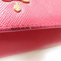 PRADA プラダ 二つ折り長財布 ピンク サフィアーノレザー パスケース付きウォレット ZIP ロゴ レディース AU2099C_画像6