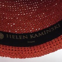 美品 HELEN KAMINSKI ヘレンカミンスキー ストローハット オレンジ リネン100％ 帽子 麦わら レディース AY4042C_画像4