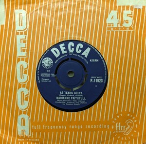 ◎特選◎MARIANNE FAITHFULL/AS TEARS GO BY1964'UK DECCA 7INCH