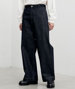 DENIM WIDE STRAIGHT SLACKS/M/コットン/BLK/WYpt898 ワイドデニム デニムパンツ